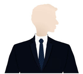 Mono Colour face Portrait of professional executive in blazer coat and blue tie face side vector illustration	