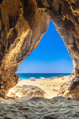 Famous sandy beach of Falasarna at the north west of Chania, Crete, Greece.