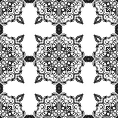 Seamless background with black line pattern in baroque style