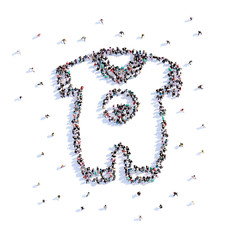 A lot of people form baby clothes, icon . 3d rendering.