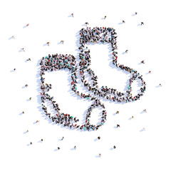 A lot of people form children's socks, icon . 3d rendering.