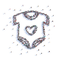 A lot of people form baby clothes, icon . 3d rendering.