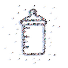 A lot of people form baby bottle, icon . 3d rendering.