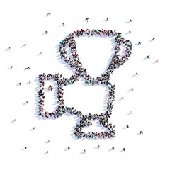 A lot of people form award, icon . 3d rendering.