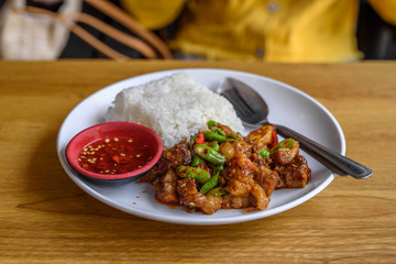 Chili Pork Curry Paste on the table with softlight.