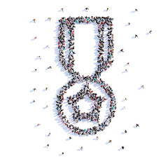 A lot of people form award, icon . 3d rendering.