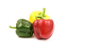 Mixed and colorful of bell pepper on white background.