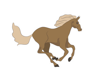 horse running, color, vector