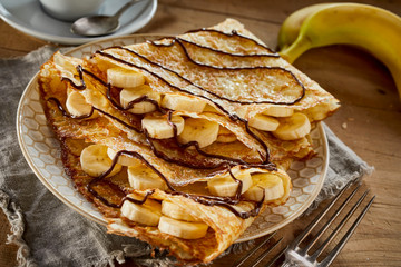 Delicious homemade golden fried banana pancakes