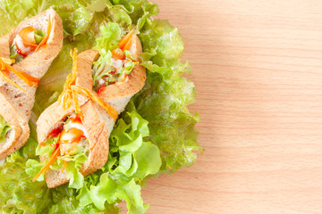 Sandwich whole wheat bread with sausage