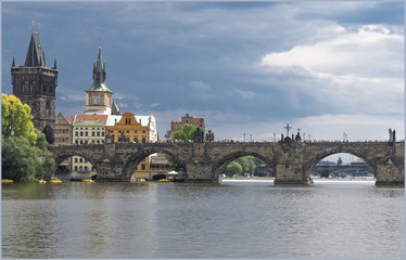 Obraz premium The Vltava River. View of the Charles Bridge.