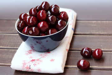 Ripe berries of sweet cherry in the spring