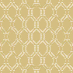Seamless vector ornament. Modern background. Geometric modern golden and white wavy pattern