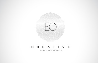 EO E O Logo Design with Black and White Creative Text Letter Vector.