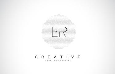 ER E R Logo Design with Black and White Creative Text Letter Vector.
