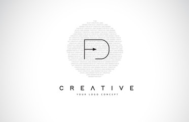 FD F D Logo Design with Black and White Creative Text Letter Vector.
