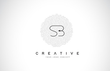SB S B Logo Design with Black and White Creative Text Letter Vector.