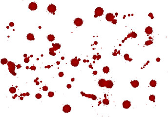 Messy blood blot, red drops on white background. Vector illustration, maniac style