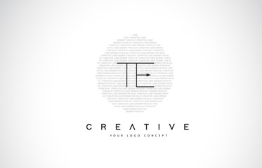 TE T E Logo Design with Black and White Creative Text Letter Vector.