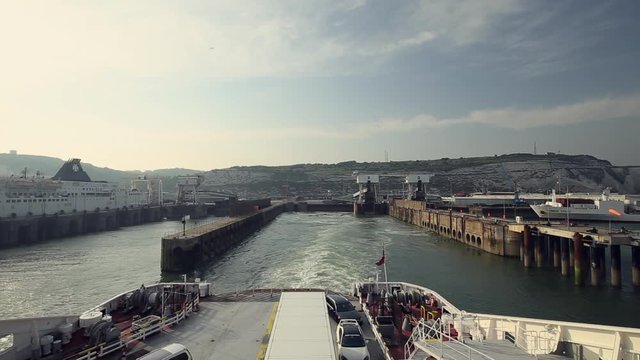 Departure of Crossing Ferry in Dover Port