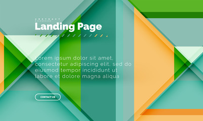 Square shape geometric abstract background, landing page web design template