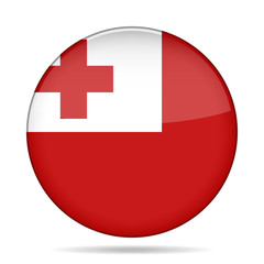 Flag of Tonga. Shiny black round button.