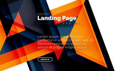 Square shape geometric abstract background, landing page web design template