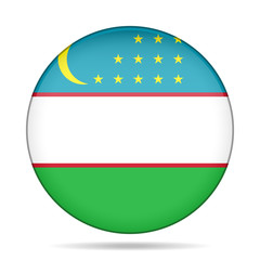 Flag of Uzbekistan. Shiny black round button.