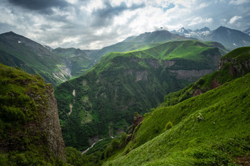 Caucasian Mountain ranges and valleys at Gudauri, Georgia