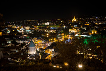 Night view of old town of Tbilisi.