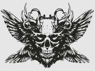 Obraz premium Demon skull with sparkling eyes