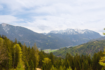 Valley of Achenkirch, with lake Achensee, Austria, areal view
