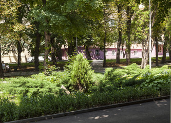 Views of the city of Pyatigorsk, Russia, park Cvetnik, Diana's grotto, Lermontov's gallery, mineral waters, The name Pyatigorsk is derived from the fused Russian words five mountains 