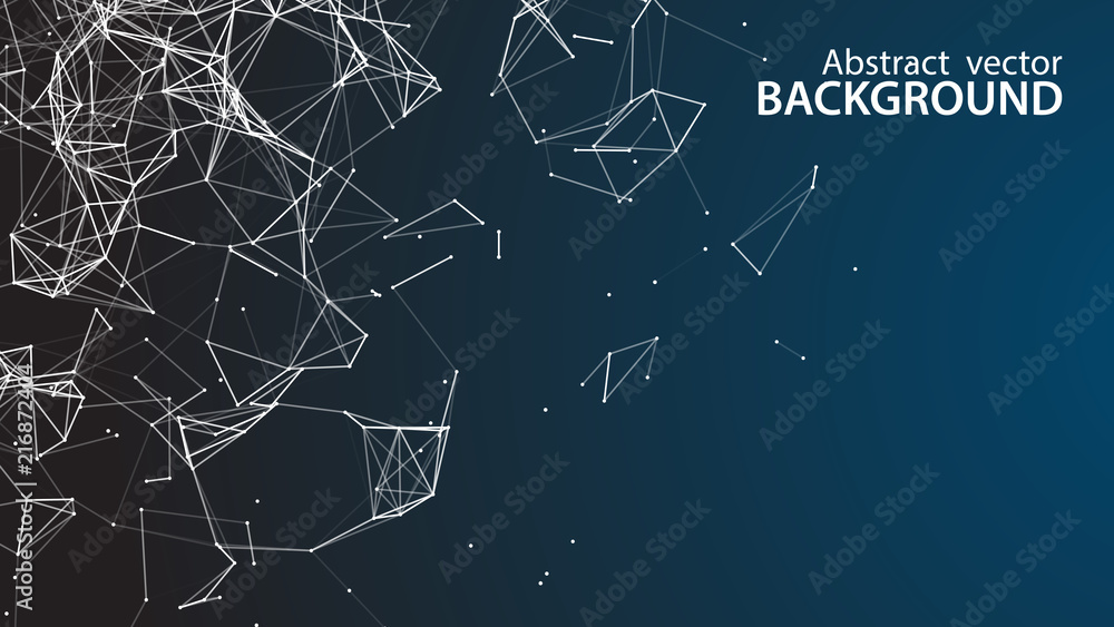 Aufkleber Abstract vector background. White background .Connecting dots and lines. Plexus effect.