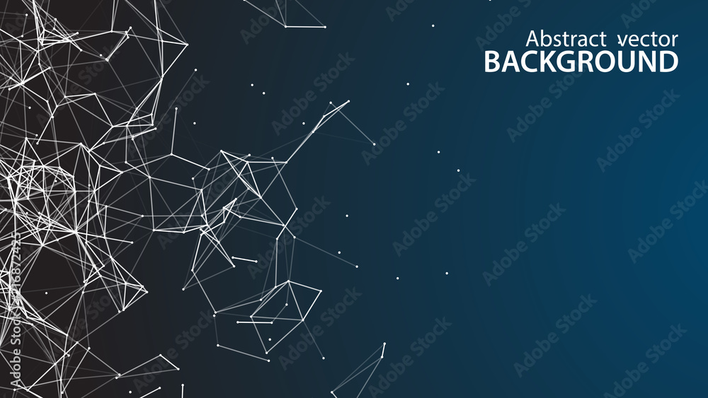 Fototapete abstract vector background. white background .connecting dots and lines. plexus effect.