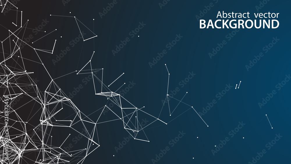Poster Abstract vector background. White background .Connecting dots and lines. Plexus effect.
