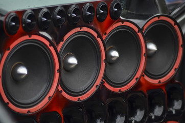 Installed powerful audio speakers in front door of the car