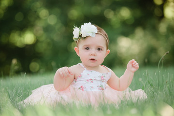 One Year Caucasian Old Girl With Brown Eyes