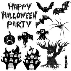 Obraz premium Set for Halloween with silhouettes