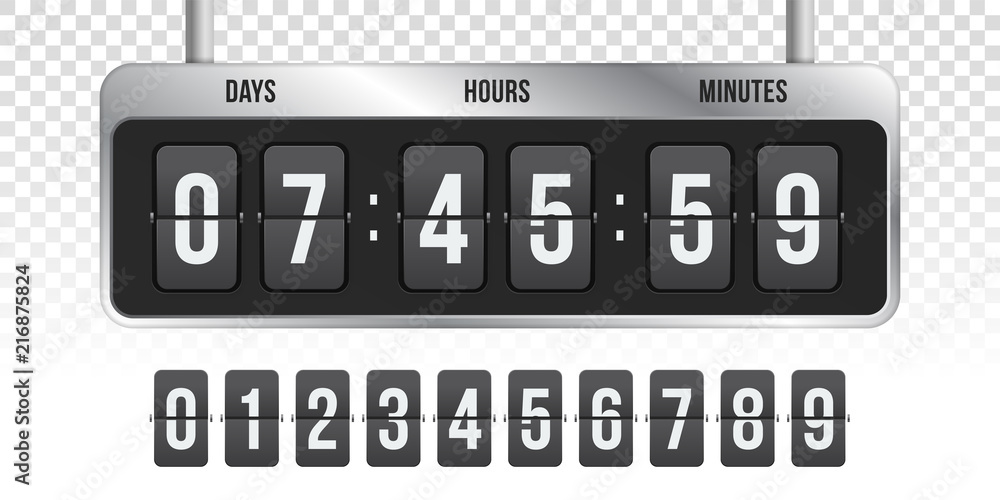 Poster flip countdown clock vector timer counter