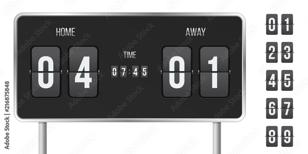 Poster flip scoreboard vector score and time countdown