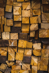 A pile of stacked firewood