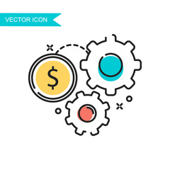 Modern and simple flat vector illustration. Gear icon and dollar. Image for website, presentation, interface on white isolated background