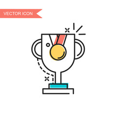 Modern and simple flat vector illustration. Icon of the winner's cup for the first place with the medal. Image for website, presentation, interface on white isolated background