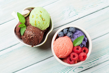 Ice cream with nuts and berries