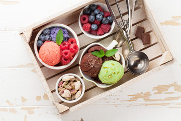 Ice cream with nuts and berries