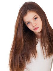 Naklejka premium Calm brunette little girl