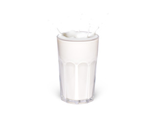 splashes of milk from the glass isolated on white background