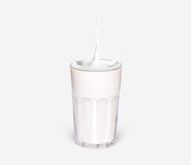 splashes of milk from the glass isolated on white background