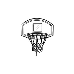 Fototapeta na wymiar Basketball hoop and net hand drawn outline doodle icon